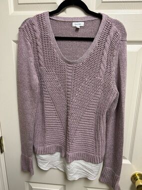 Calvin Klein Lavender Textured Scoop Neck Sweater
